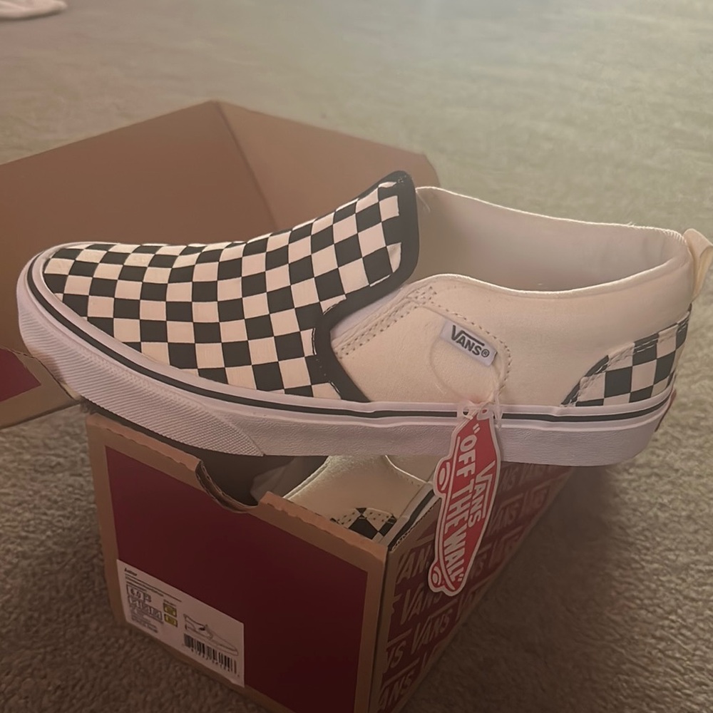 Vans Black and White Checkerboard Slip-Ons